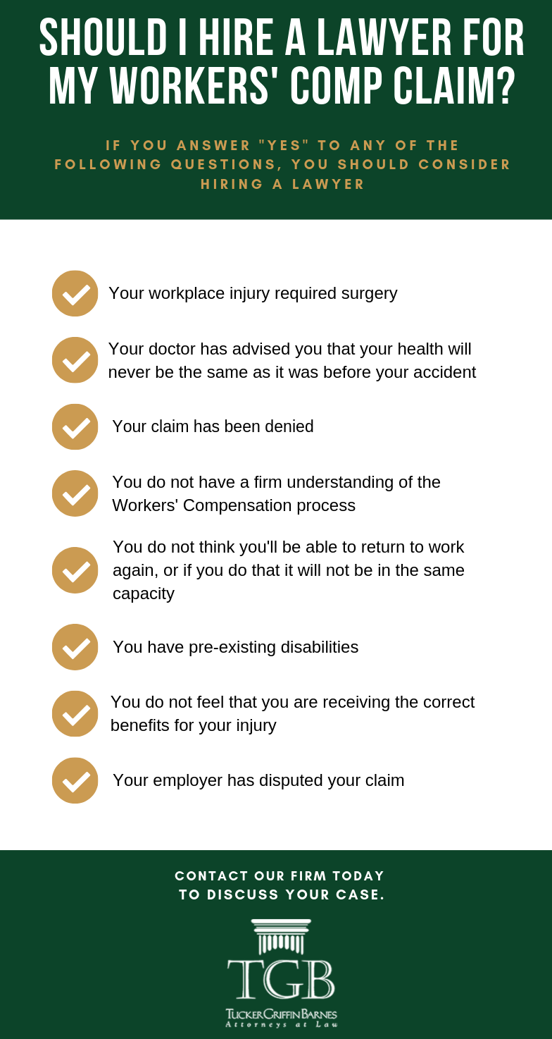 Infographic of whether or not you should hire a lawyer to represent you in your workers' comp case
