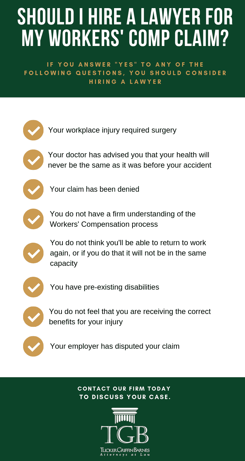 Infographic of whether or not you should hire a lawyer to represent you in your workers' comp case